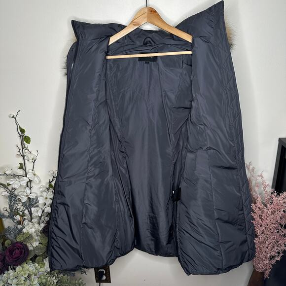 MACKAGE Shailene Down Jacket Slate Blue Racoon Fur Hood Sz M $1450 - Picture 9 of 12